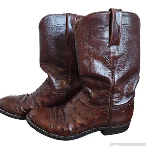 Lucchese Dark Brown Ostrich Heeled Boots
